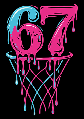 Basketball Hoop with Dripping Number 67