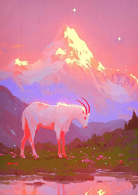 Mountain Goat Pastel Landscape