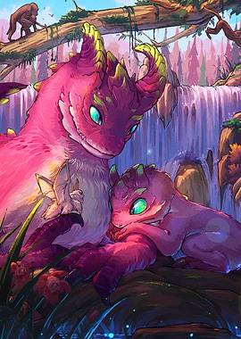 Dragon Family Jungle Waterfall