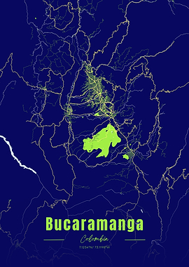 Bucaramanga, Colombia Map Art
