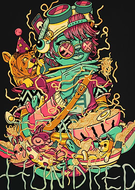 Ramen Girl with Pets and Noodles