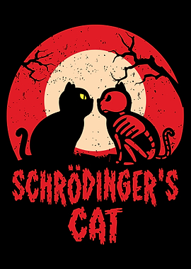 Schrödinger's Cat Halloween Illustration
