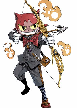 Cat Archer with Golden Bow