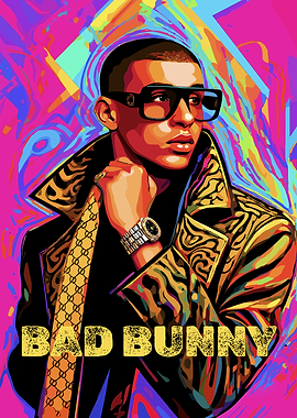 Bad Bunny Pop Art Portrait