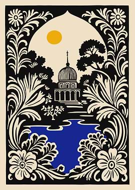 Ornate Garden Temple Illustration