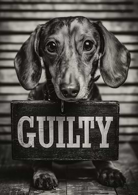 Guilty Dachshund Dog Mugshot