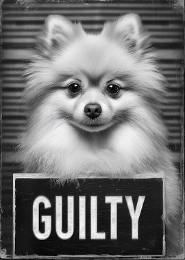 Guilty Pomeranian Dog Mugshot