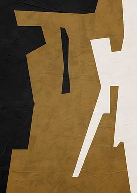 Abstract Geometric Art in Black, Gold, White