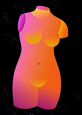 Abstract Torso Sculpture with Gradient Colors