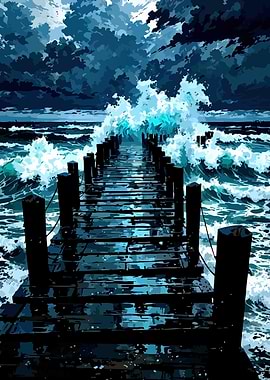 Stormy Sea Pier