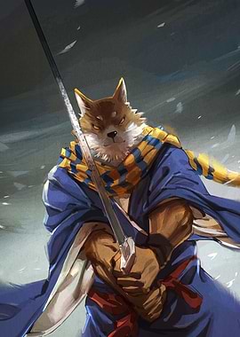 Anthropomorphic Fox Samurai with Sword