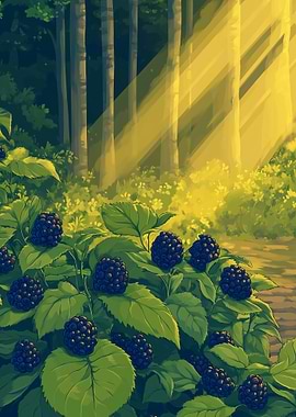 Blackberries in Forest Sunlight