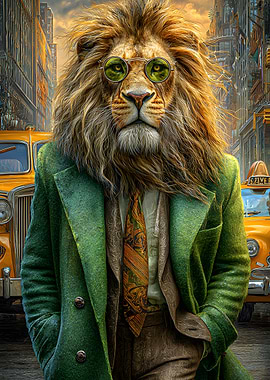 Lion in Suit with Glasses