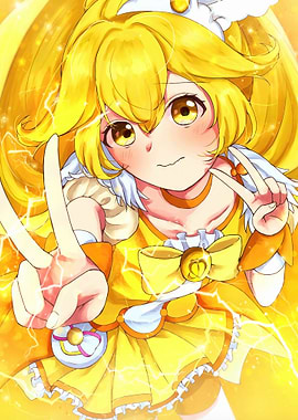 Anime Girl with Yellow Hair and Dress