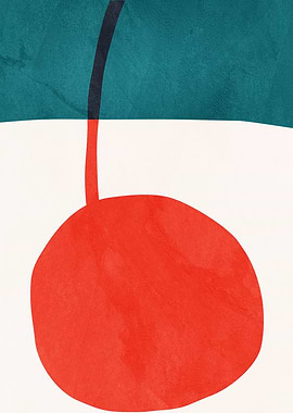 Abstract Red Circle and Teal Shape