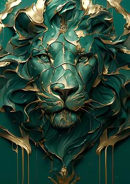 Emerald and Gold Lion Head