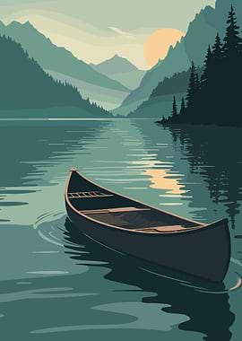 Mountain lake at sunset Landscape