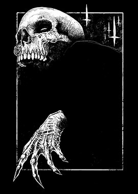 Skull and Hand Black and White
