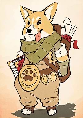 Adventurer Corgi Illustration