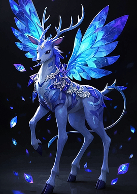 Crystal Deer with Wings