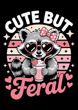 Cute But Feral Raccoon Illustration