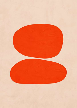 Abstract Orange Shapes on Beige Background