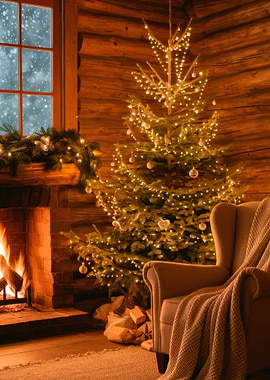 Cozy Christmas Cabin Scene