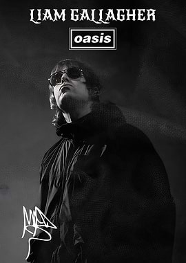 Liam Gallagher Oasis Black and White