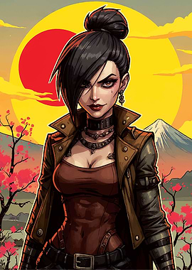 Anime Girl with Japanese Landscape