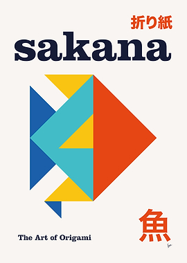 No06 Sakana Origami Geometric Poster