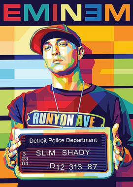 Eminem Slim Shady Mugshot Pop Art