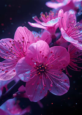 Pink Cherry Blossoms Close-Up