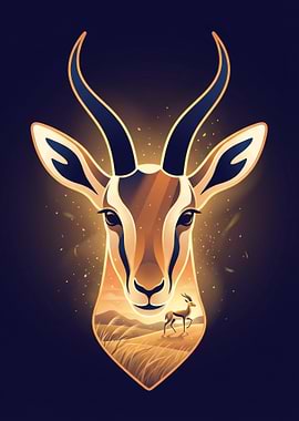 Elegant Springbok Portrait double exposure