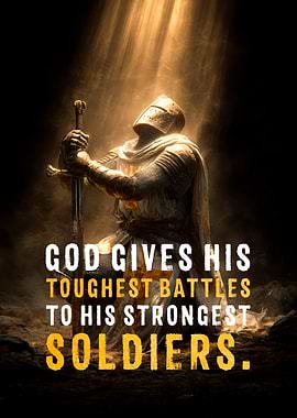 Knight with Sword and Inspirational Quote