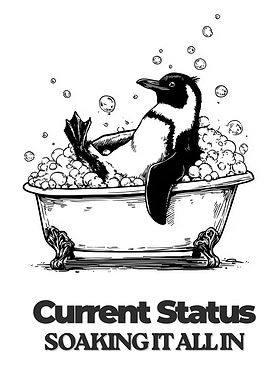 Penguin soaking in a bathtub