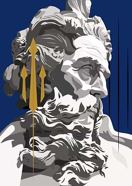 Poseidon Illustration with Trident