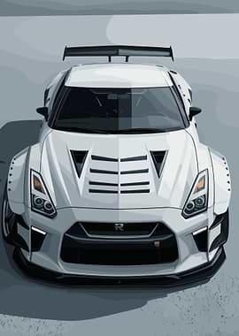 performance modified Nissan GT-R sports car Illustration