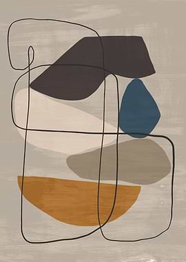 Abstract Shapes with Line Art