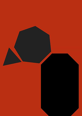 Geometric Bird on Red Background