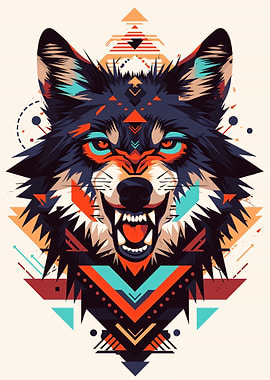 Geometric Wolf Head Illustration