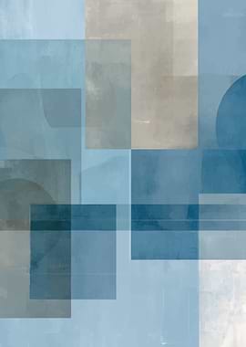 Abstract Blue and Gray Geometric Composition