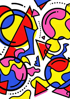 Abstract Geometric Shapes with Bold Colors