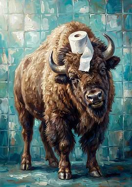 Bison with Toilet Paper