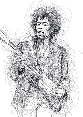 Jimi Hendrix Scribble Art
