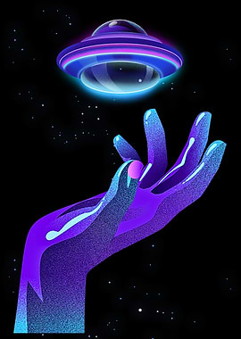 UFO over Hand in Space