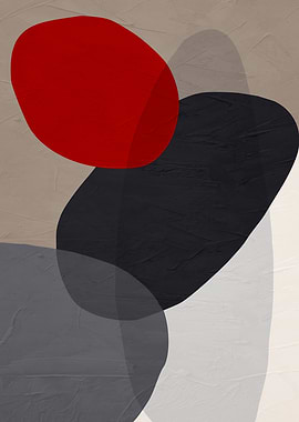 Abstract Shapes in Red, Black, and Gray