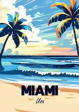 Miami Beach Travel Poster