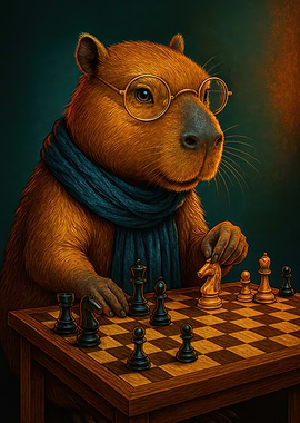 Capybara playing chess