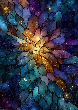 Stained Glass Galaxy Bloom