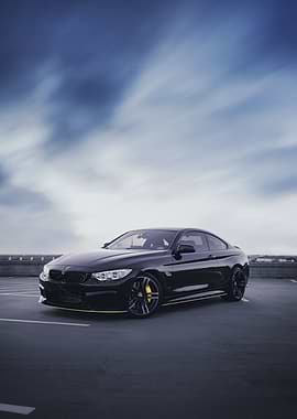Black BMW Coupe on Rooftop